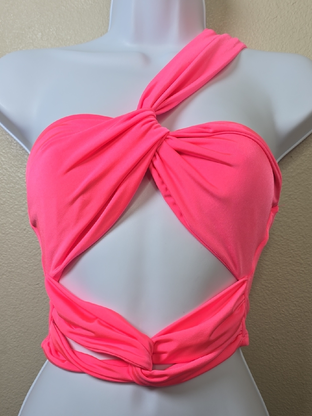 Urban Outfitters Neon Pink One-Shoulder Cutout Crop Top In Size Small Nwt
